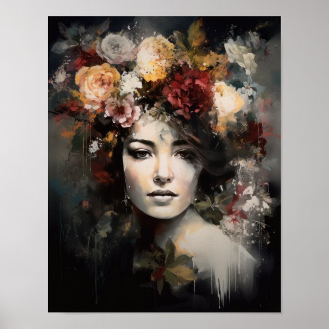 Mulher com Impressão de Arte de Cabeça Flor (Frente)