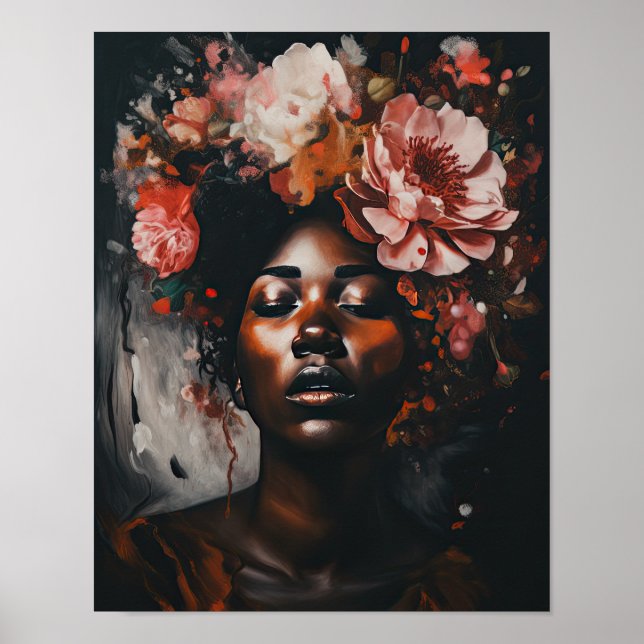 Mulher com Impressão de Arte de Cabeça Flor (Frente)