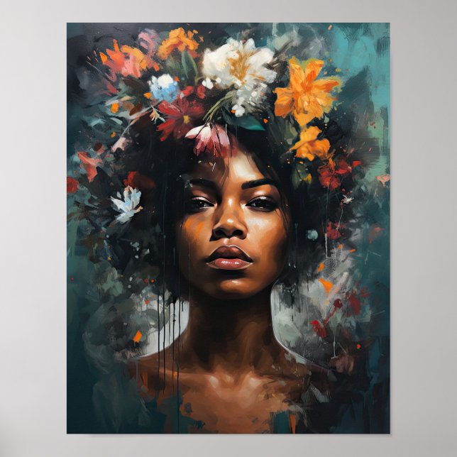 Mulher com Impressão de Arte de Cabeça Flor (Frente)