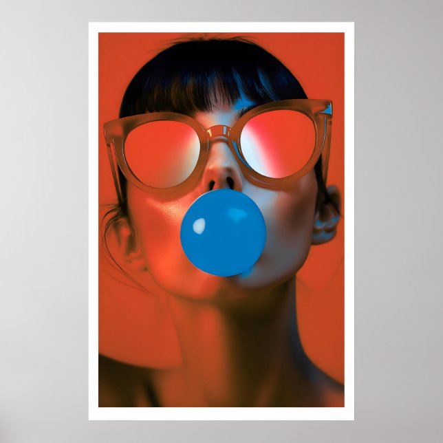 Mulher com Impressão de Arte Pop de Bolhas (Frente)