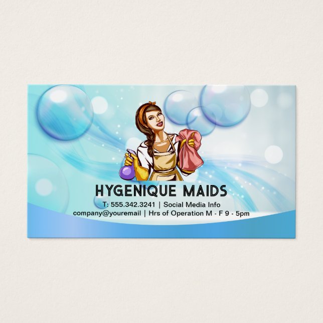 Mulher com material de limpeza | Bolhas Soap Fizz (Frente)