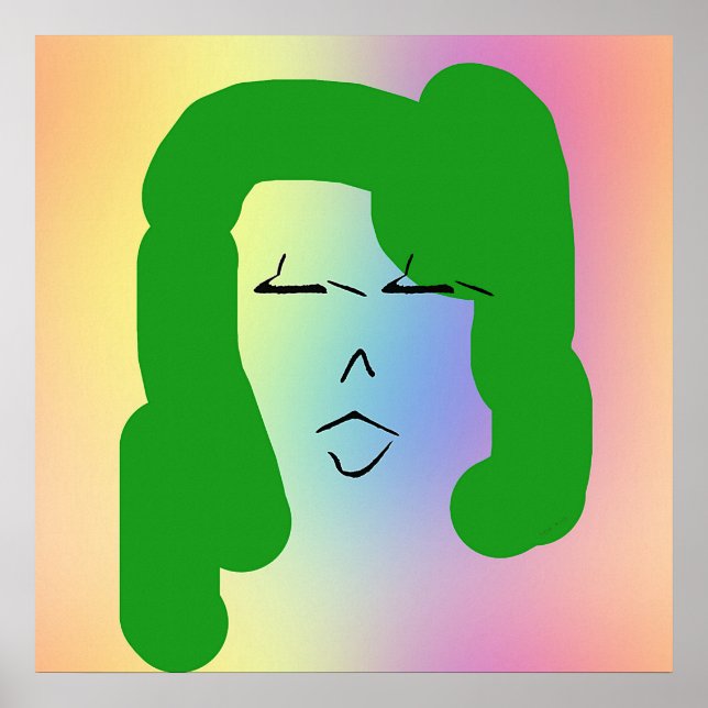 Mulher com Poster de cabelo verde (Frente)