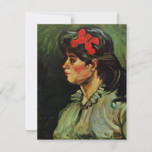 Mulher com retrato de fita vermelha por Vincent va