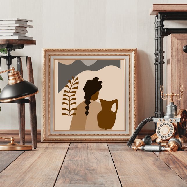 Mulher com um Pitcher com Poster de estilo Abstrat (Criador carregado)