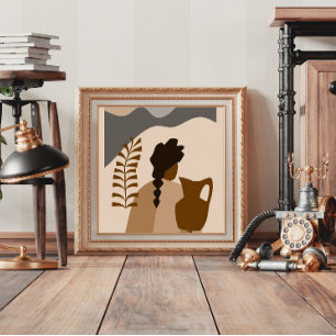 Mulher com um Pitcher com Poster de estilo Abstrat