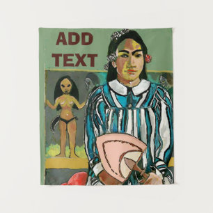 Mulher da Ilha, adicionar texto, Tapeçaria