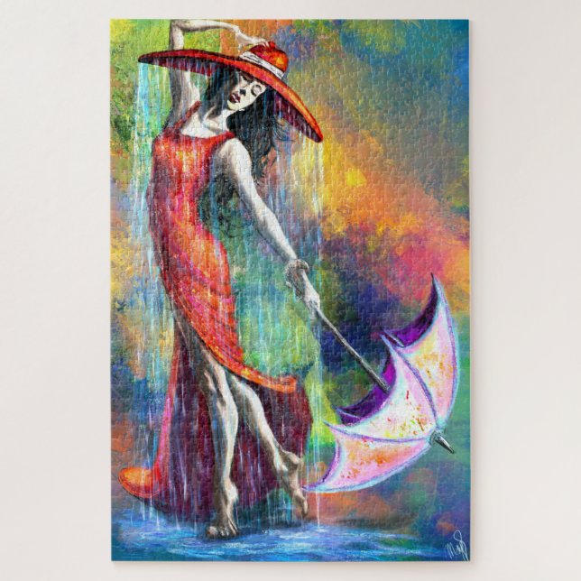 Mulher dançante com Quebra-cabeça de guarda-chuva (Vertical)