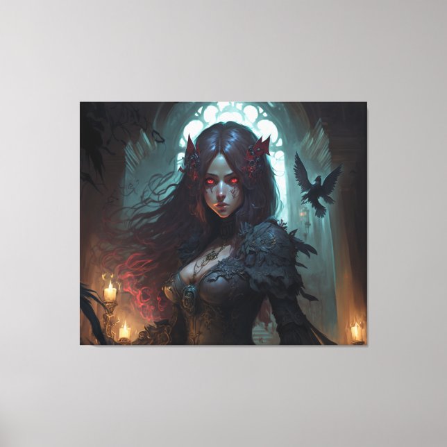 Mulher Dark Fantasy Anime Canvas Wall Art (Frente)