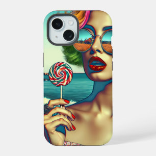 Mulher de Arte Pop Retro com Pirulito