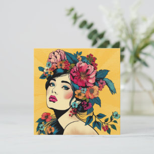 Mulher de Impressão de Arte com Flower Wreath