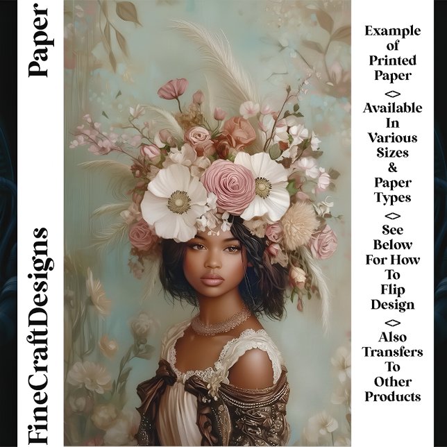 Mulher de Raça Mista, Touca Floral CP1 Papel Craft (Criador carregado)