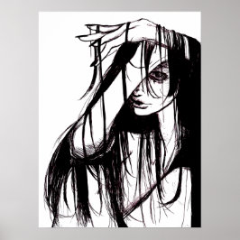 Mulher de Tinta Gótica Ilustração Sombria Poster d