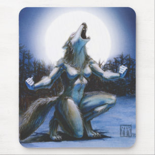 Mulher de urro Mousepad do homem-lobo