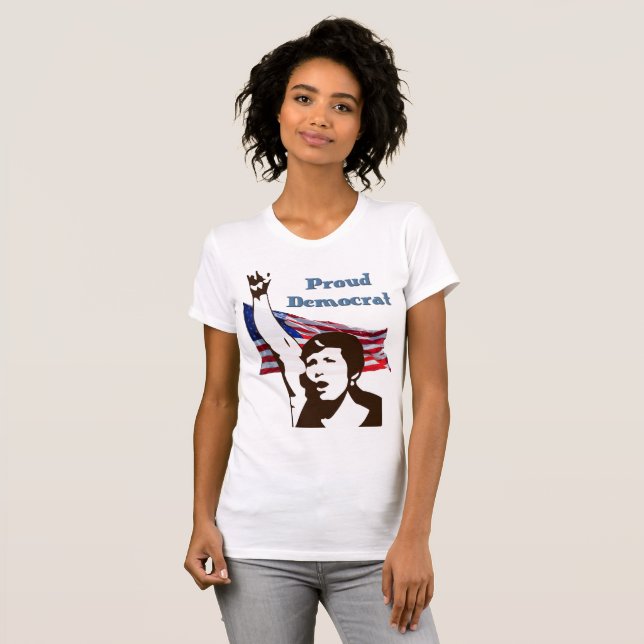 Mulher Democrata Orgulhosa Camisa Anti-Trump Democ (Frente Completa)