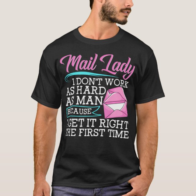 Mulher do Correio Trabalha Duro Camisa Divertida p (Frente)
