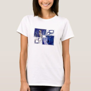 Mulher do nativo americano & t-shirt azul D2 do