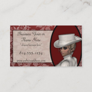 Mulher do Victorian nos cartões de visitas branco