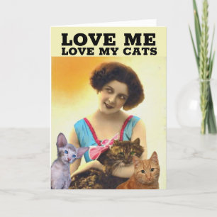 MULHER E GATOS (MÃE DE GATO) CARTÕES DE OI INTERIO