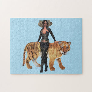 MULHER E TIGER FANTASY QUEBRA-CABEÇA