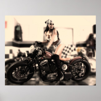 Mulher Em Poster De Moto