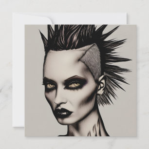 Mulher feroz em Mohawk e Piercings Gothic Punk