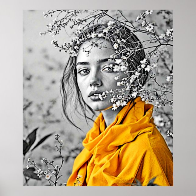 Mulher Floral Art Impressão (Frente)