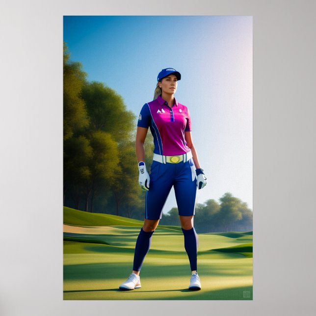 Mulher Golfer - Impressão de Arte Canvas (Frente)
