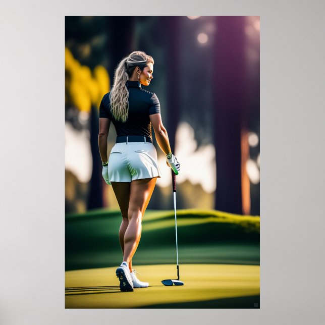 Mulher Golfer - Impressão de Arte Canvas (Frente)