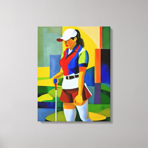 Mulher Golfer - Impressão de Arte Canvas