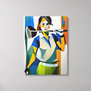 Mulher Golfer - Impressão de Arte Canvas