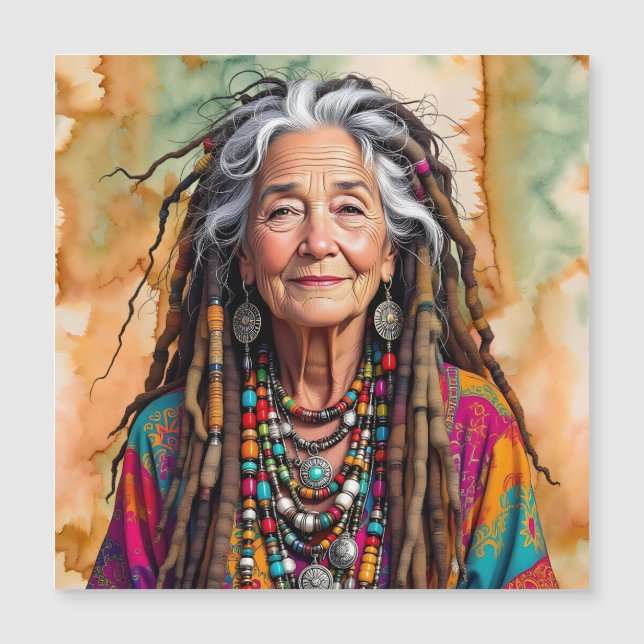 Mulher Hippie Idosa e Legal com Dread Locks   (Frente)