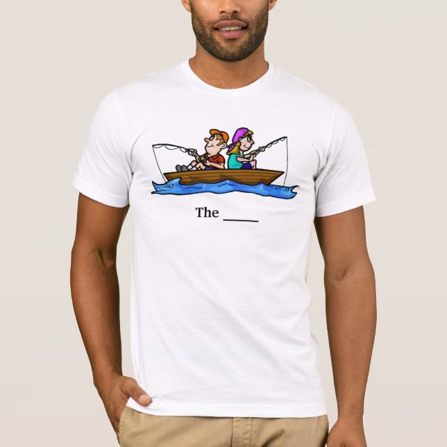 Mulher-homem pescando em camiseta personalizável d (Frente)