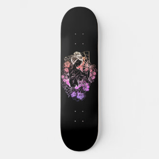 Mulher japonesa dançando flores no skate Deck