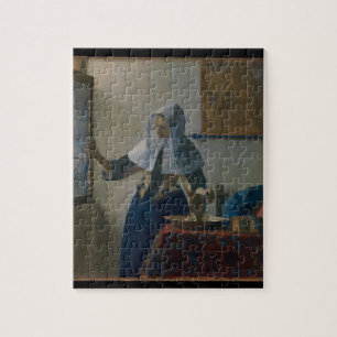 Mulher Jovem Com Quebra-cabeça De Arte Vermeer Co