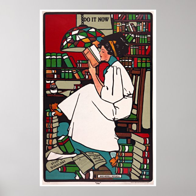 Mulher Lendo Posters de Livro (Frente)