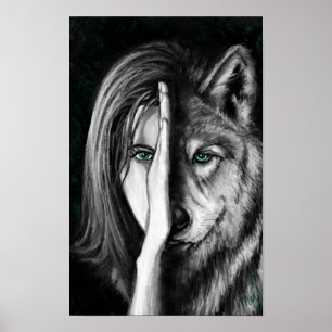 Mulher Loba - Cartaz de Impressão de Arte de Pintu