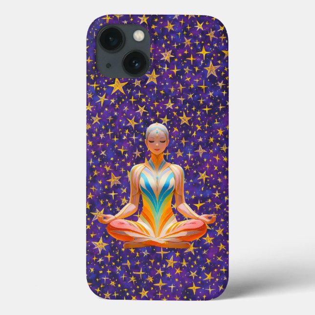Mulher meditante e padrões irregulares - (Verso)
