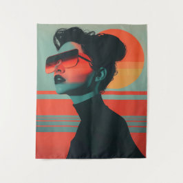 Mulher Moderna e Tendência Tapeçaria Pôr do Sol Re