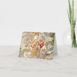 Mulher Mucha Com Cartões De Nota Daisy Art Nouveau