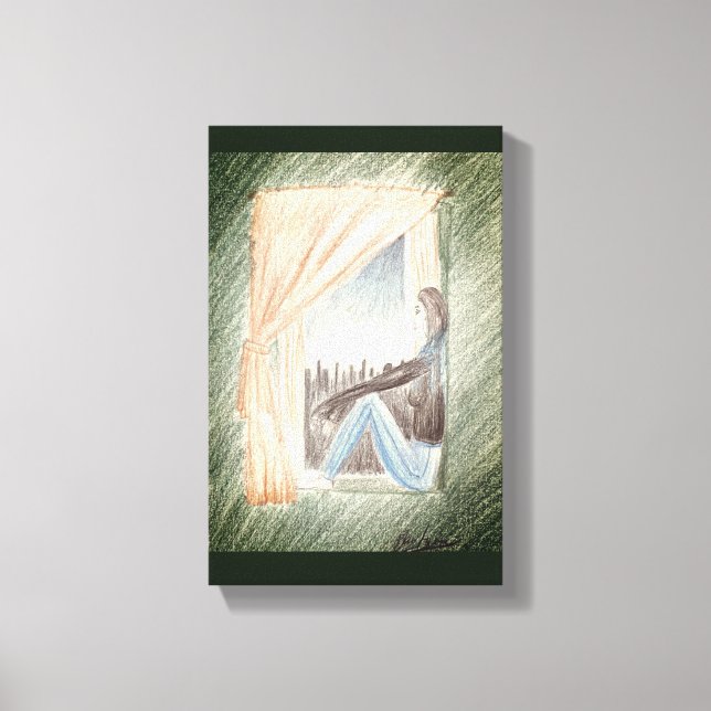 "Mulher Na Janela" Arte Na Canvas (Frente)