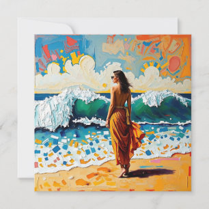 Mulher na Praia Abstrato na Arte Costeira