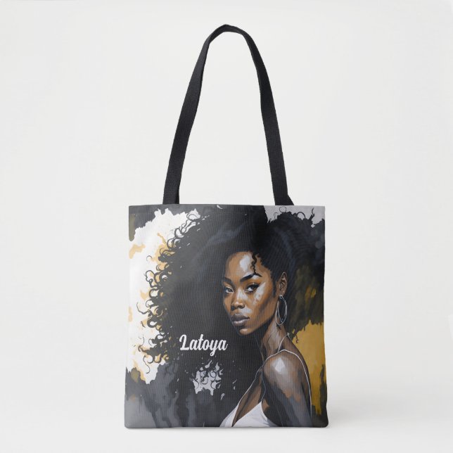 Mulher Negra Personalizada Tote Bag (Frente)