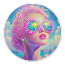 Mulher Neon Glamorosa com Óculos Espumantes