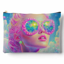 Mulher Neon Glamorosa com Óculos Espumantes