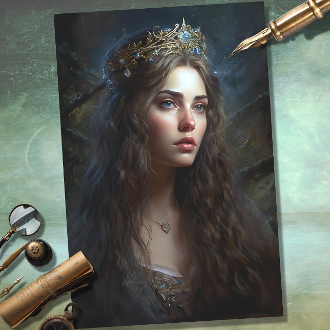 Mulher nostálgica com Tiara 1 - Papel Decoupage (Criador carregado)