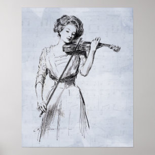 Mulher que joga o poster do violino