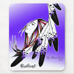 Mulher resilhada por águia planta mouse pad