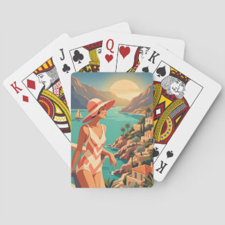 Mulher Retro Baralho de Cartas de Viagem Arte Vint
