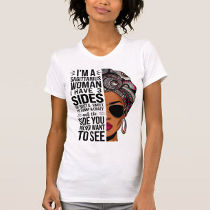 Mulher Sagitário com Três Lados Engraçado T-Shirt