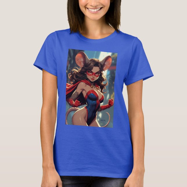Mulher SuperMouse camiseta azul para mulheres (Frente)